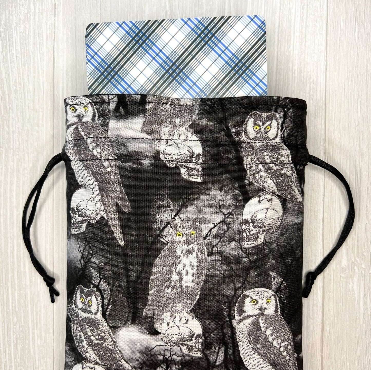 Owl Large Tarot Bag, Drawstring Pouch for Tarot & Oracle Deck, Divination Tools, Giant Tarot Deck, Samhain Witchcraft Wiccan Gift Supplies