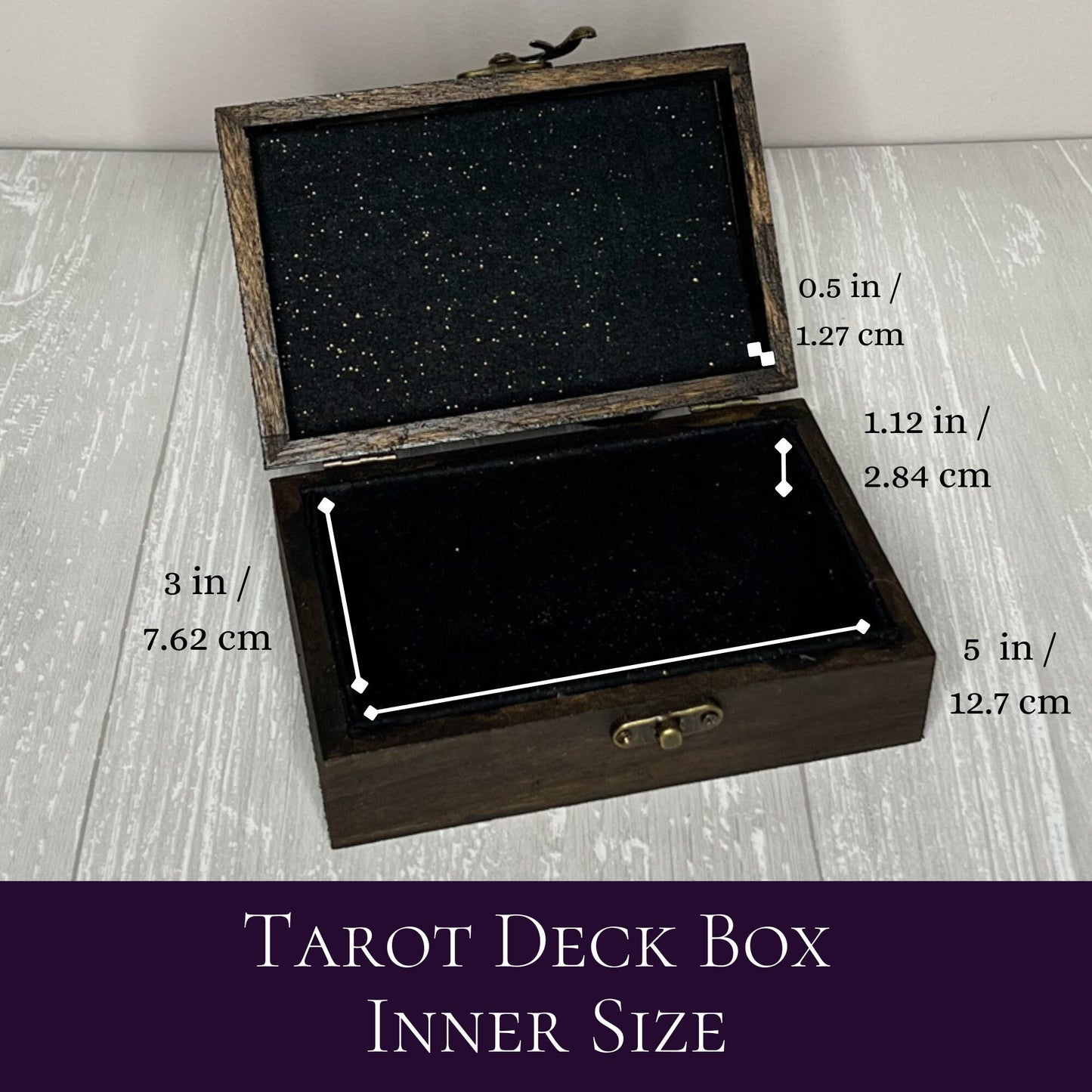 Wooden Tarot Deck Box, Tarot Deck Storage, Satin Lined Witch Box, Tarot Card Holder, Witches Keepsake Trinket Jewelry Box, Wooden Card Box