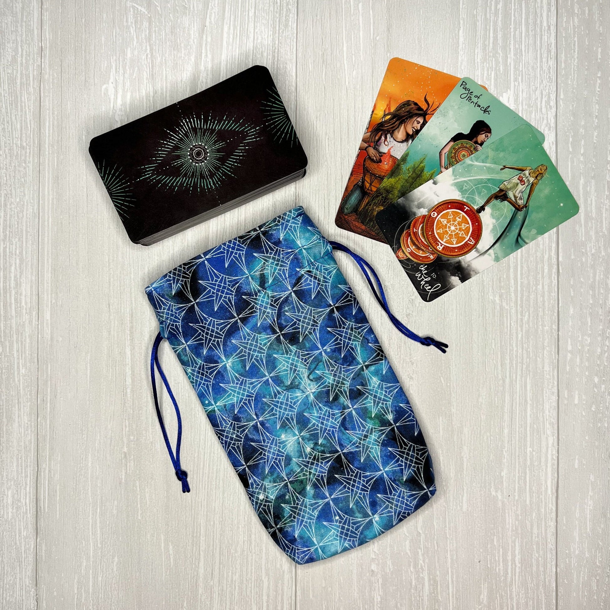 Geometric Star Tarot Bag, Drawstring Pouch, Tarot Deck Storage Holder, Standard Tarot, Pagan Witchcraft Divination Tools Gifts & Supplies