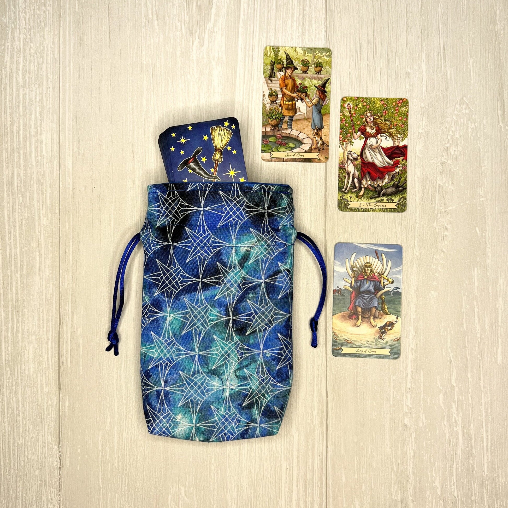 Geometric Star Mini Tarot Deck Bag, Drawstring Pouch, Pocket Tarot, Dice Rune Bag, Witchcraft Wiccan Pagan Supplies Gifts, Divination Tools