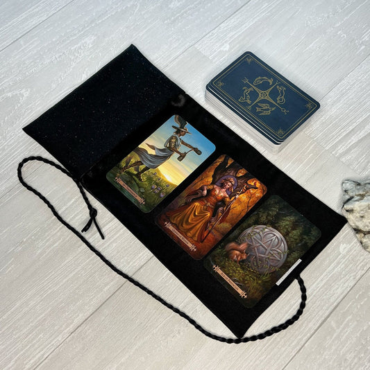 Black Tarot Card Wrap Pouch, Tarot Pouch, Tarot Altar Supplies and Accessories, Tarot Card Holder, Divination Pagan Witch Tarot Reader Gift