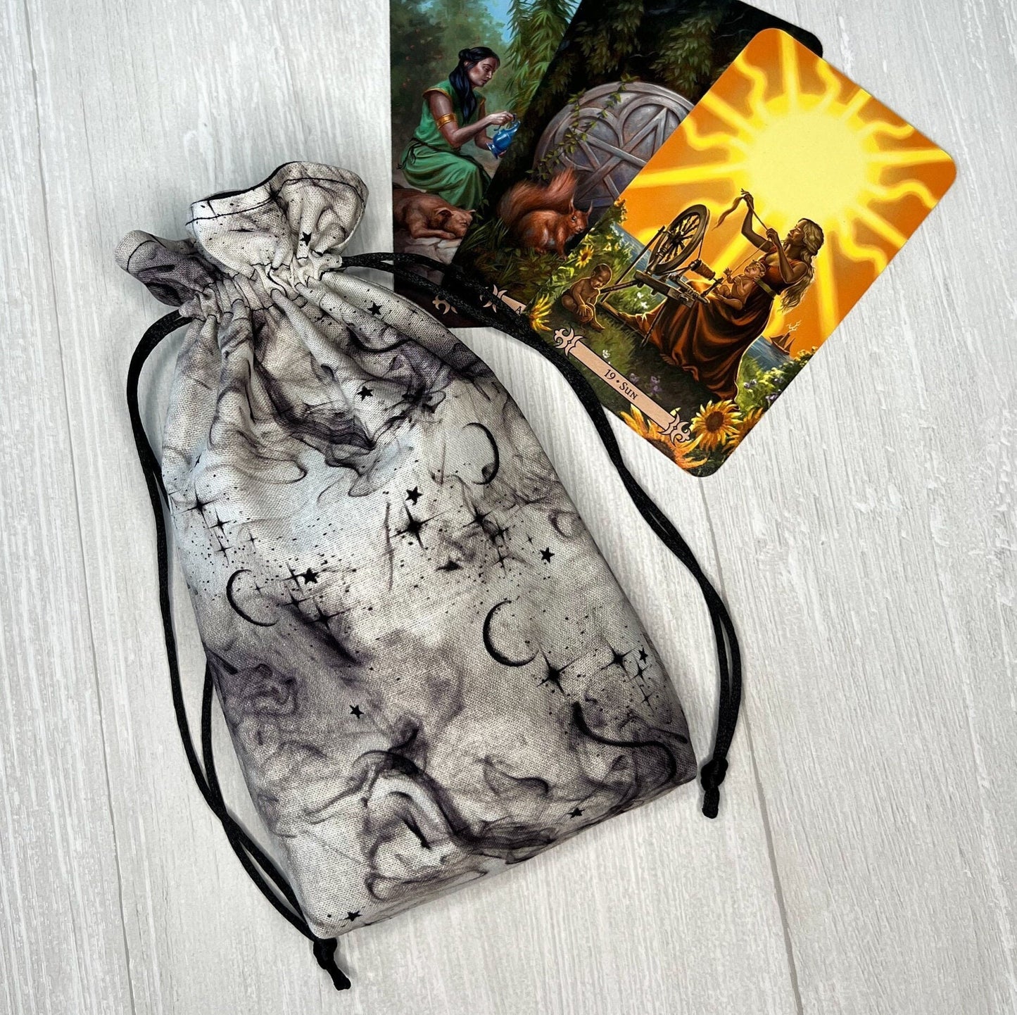 Moon Tarot Bag, Drawstring Pouch, Tarot Deck Storage Holder, Standard Tarot, Halloween Witchcraft Wiccan Divination Tools Gifts & Supplies