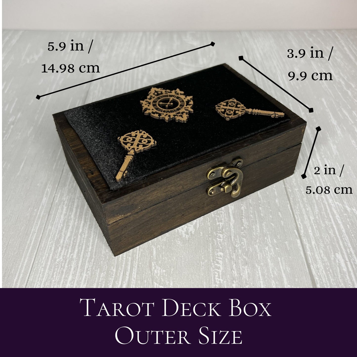 Wooden Tarot Deck Box, Tarot Deck Storage, Satin Lined Witch Box, Tarot Card Holder, Witches Keepsake Trinket Jewelry Box, Wooden Card Box