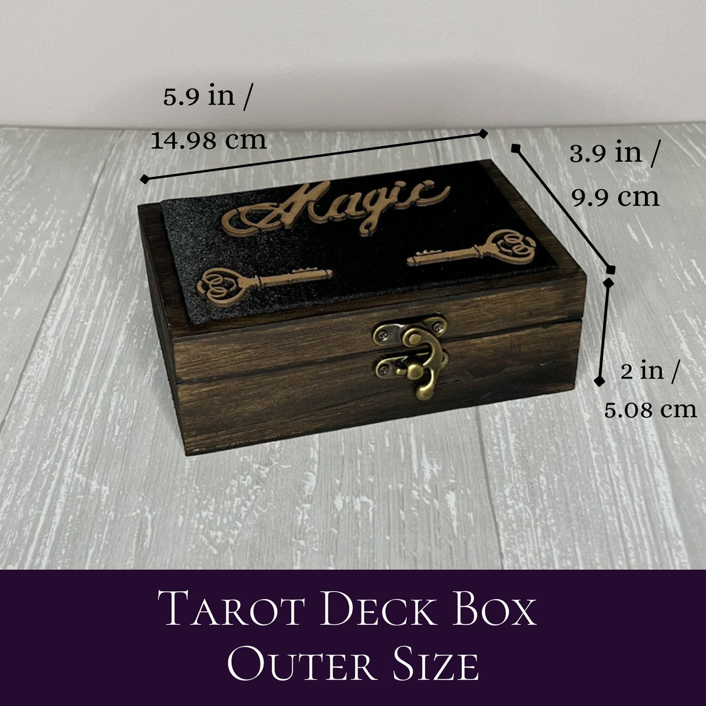 Wooden Tarot Deck Box, Tarot Deck Storage, Satin Lined Hecate Witch Box, Tarot Card Holder, Witches Keepsake Jewelry Box, Wooden Card Box