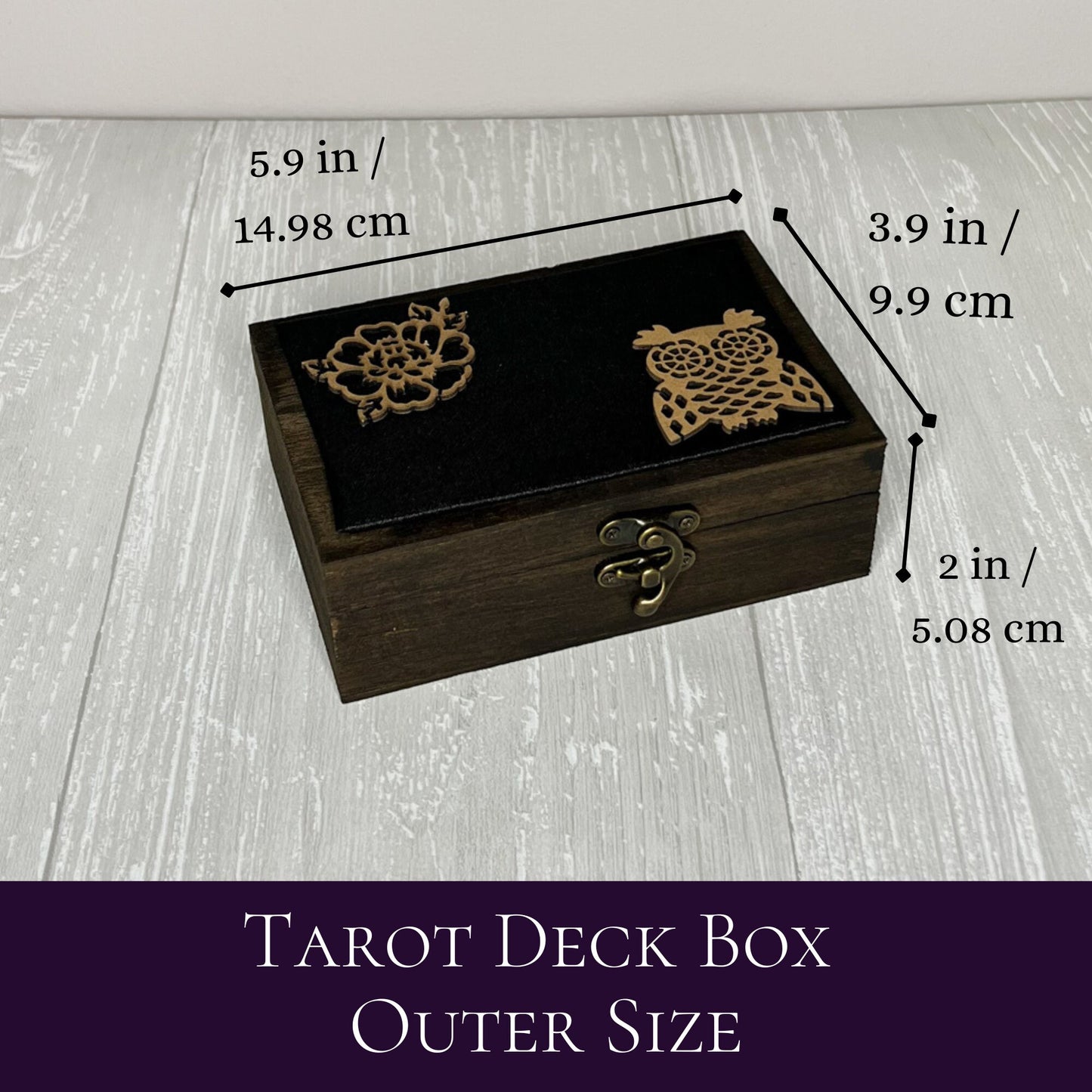 Wooden Tarot Deck Box, Tarot Deck Storage, Satin Lined Owl Witch Box, Tarot Card Holder, Witches Keepsake Jewelry Box, Wooden Card Box