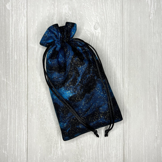 Standard Sized Blue & Black Galactic Drawstring Bag