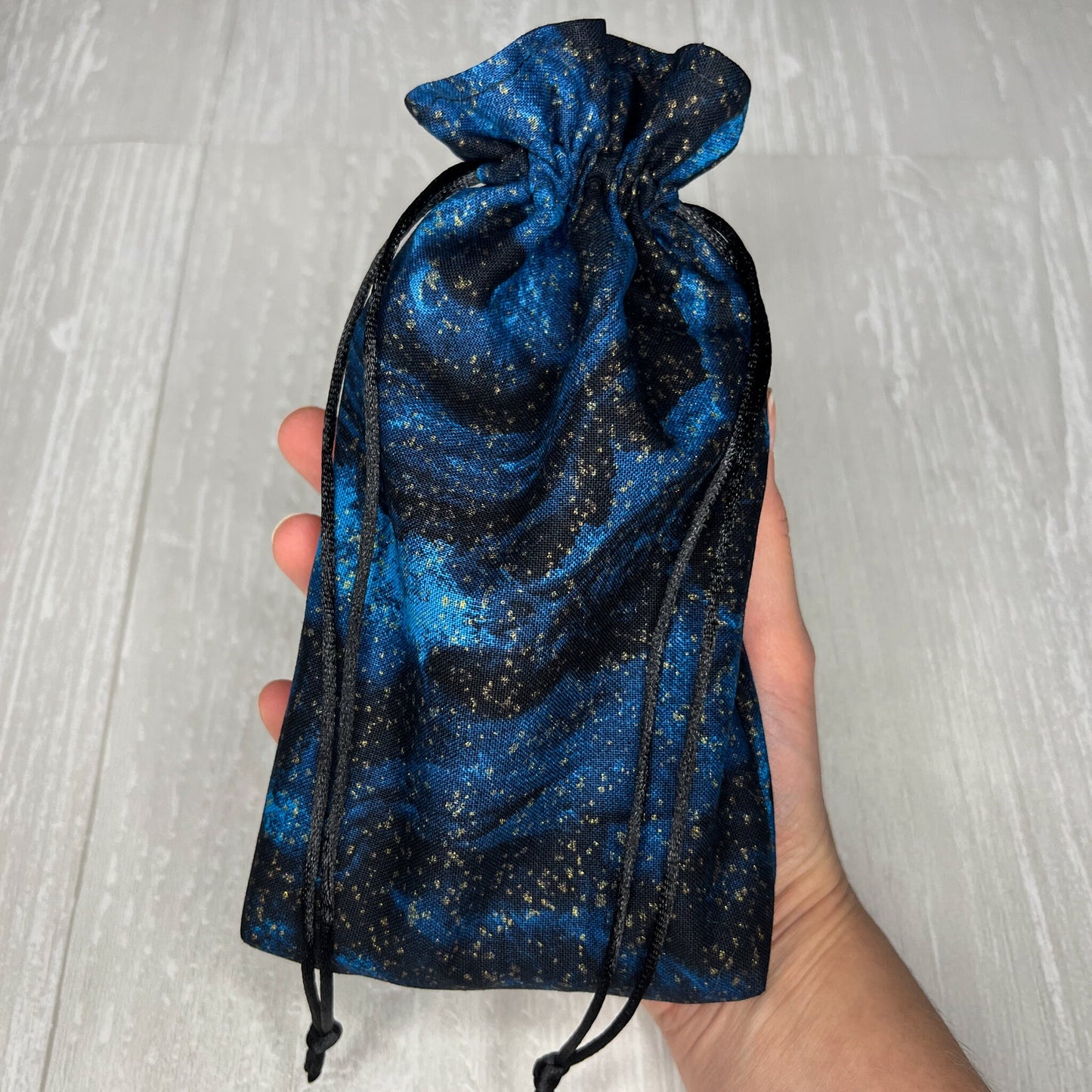 Standard Sized Blue & Black Galactic Drawstring Bag
