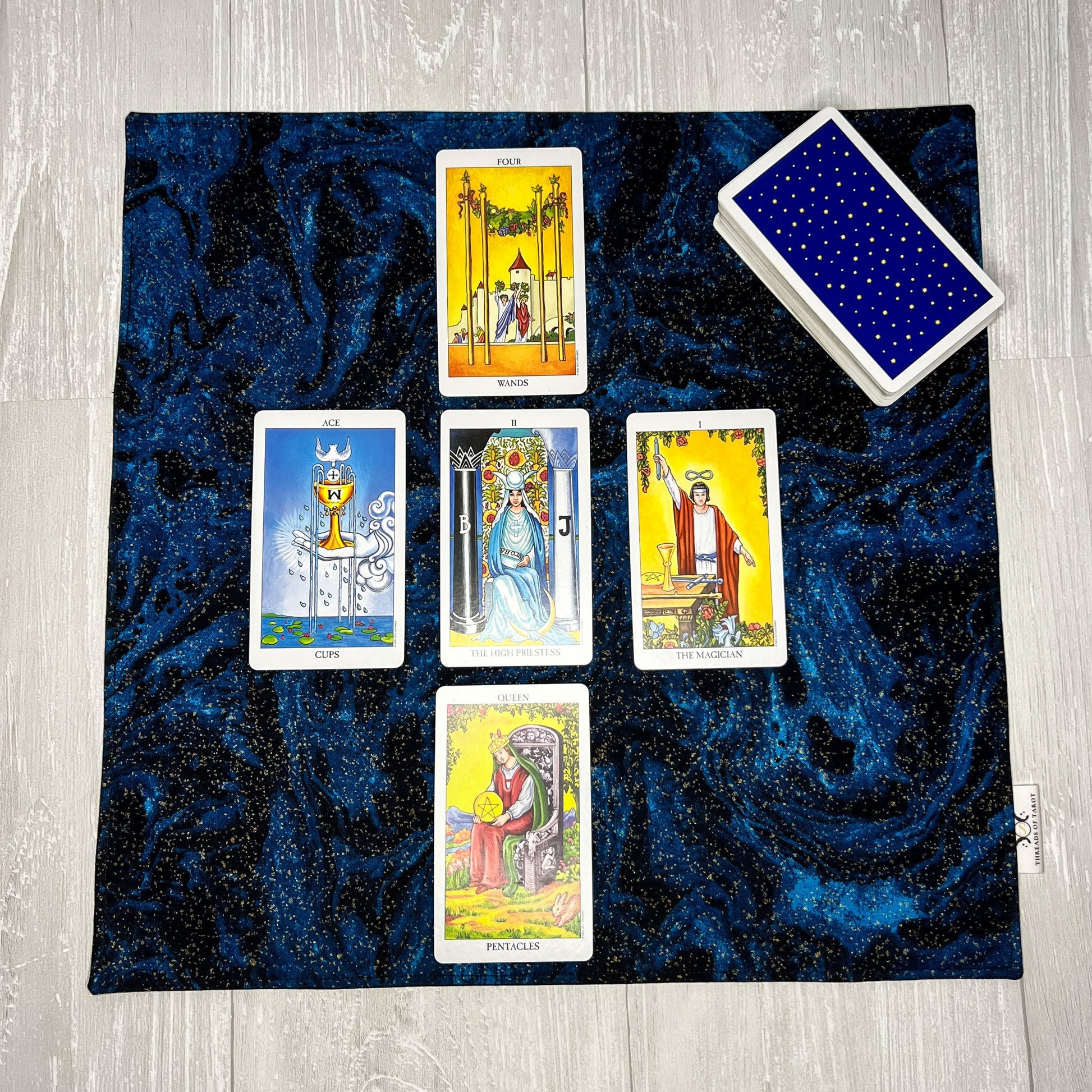 Blue Galactic Altar Cloth, Tarot Ritual Cloth, Rune Casting, Tarot Reading Supplies, Pagan Witchcraft Wiccan Gift Supplies, Divination Tools
