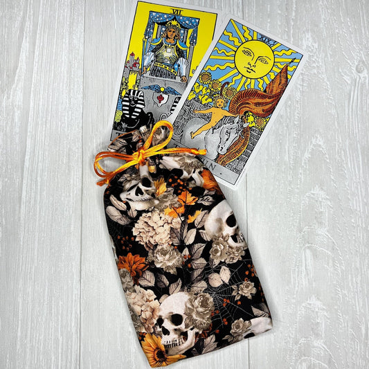 Large Skull Tarot Bag, Drawstring Pouch for Tarot & Oracle Deck, Divination Tools, Giant Tarot Deck, Witchcraft and Wiccan Gift Supplies