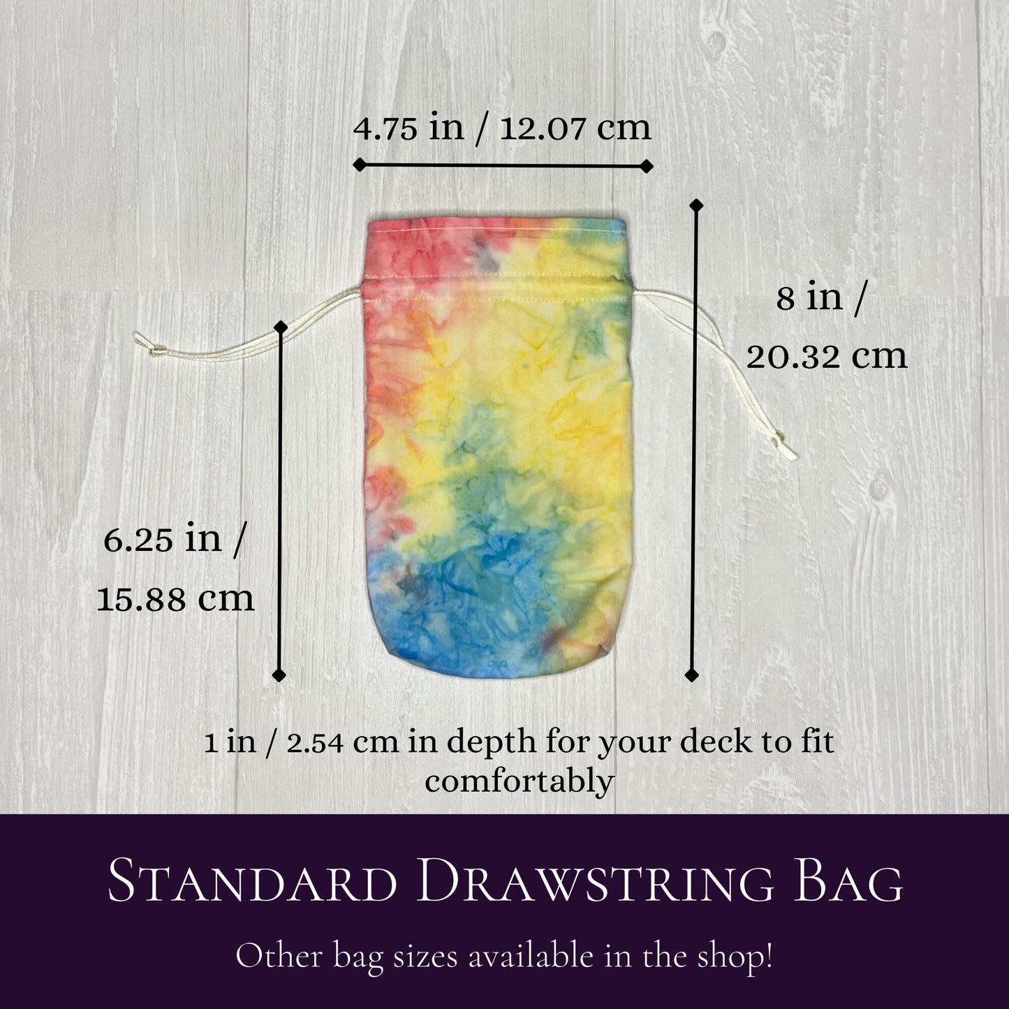 Standard Sized Tie Dye Drawstring Bag