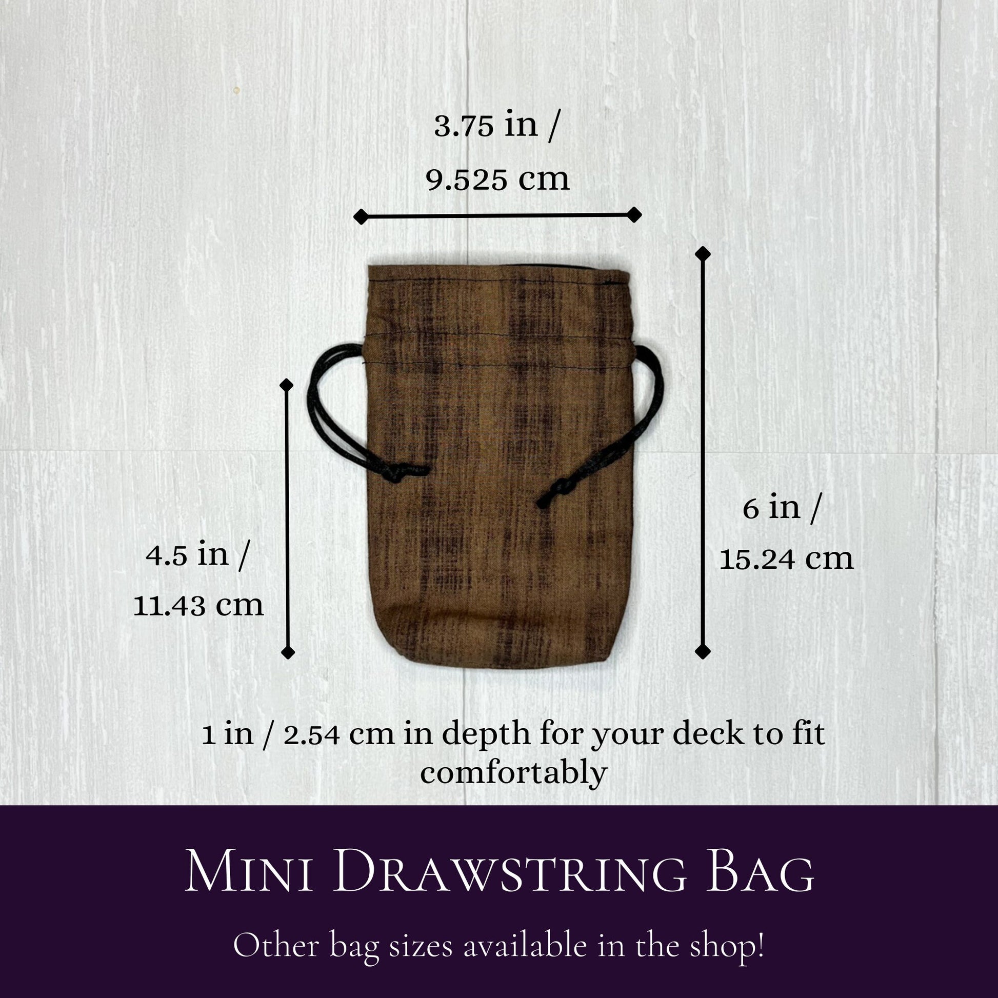 Mini Sized Brown & Black Crosshatch Drawstring Bag