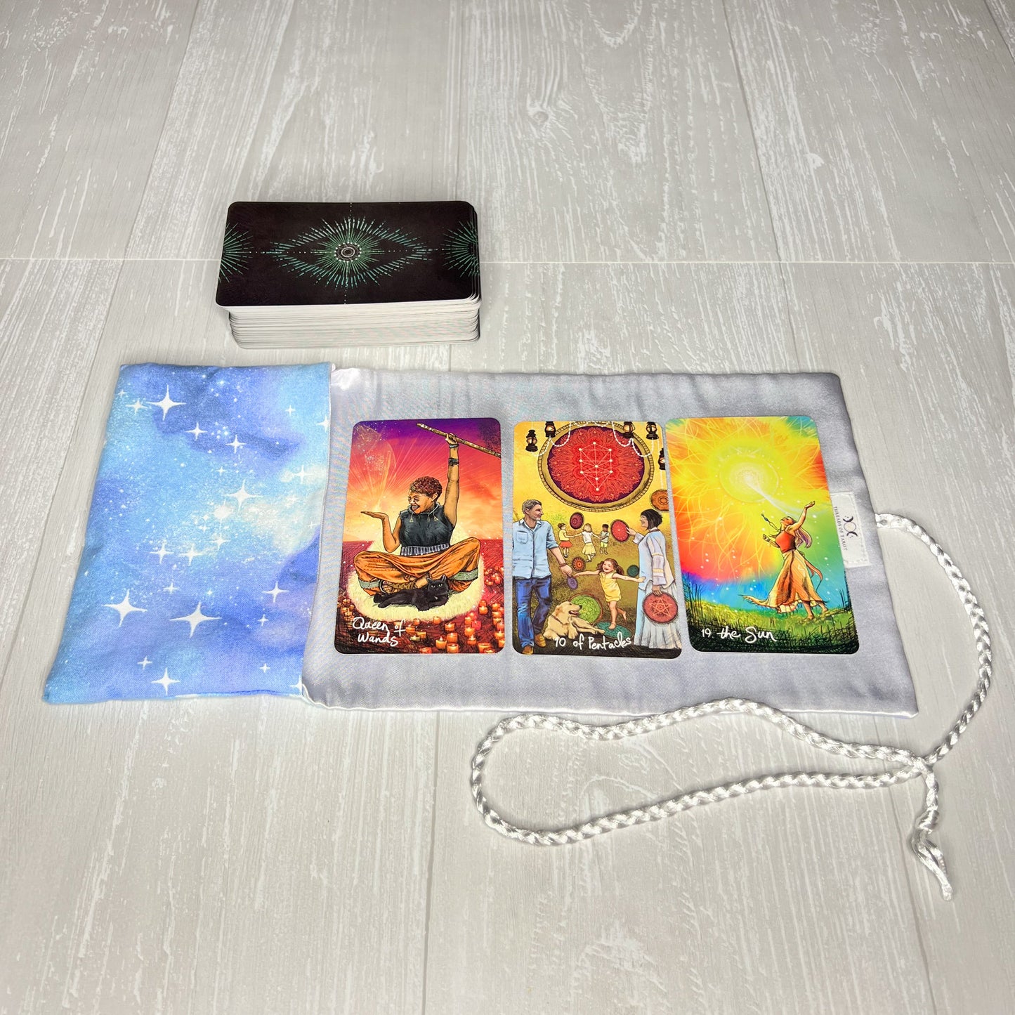 Blue Galactic Tarot Deck Wrap, Tarot Deck Holder Pouch, Tarot Card Supplies and Accessories, Divination Pagan Witch Tarot Reader Gift