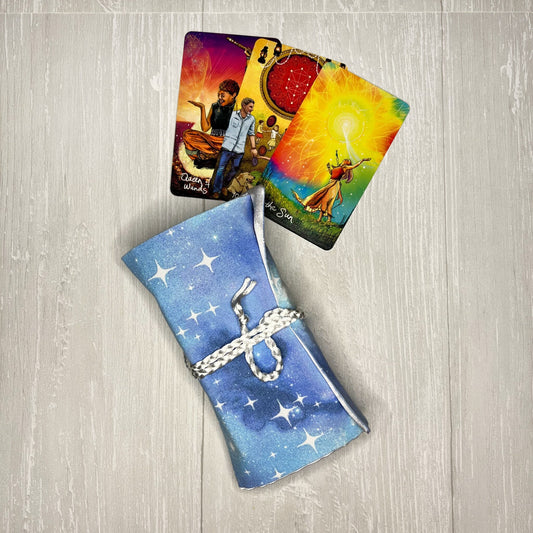Blue Galactic Tarot Deck Wrap, Tarot Deck Holder Pouch, Tarot Card Supplies and Accessories, Divination Pagan Witch Tarot Reader Gift