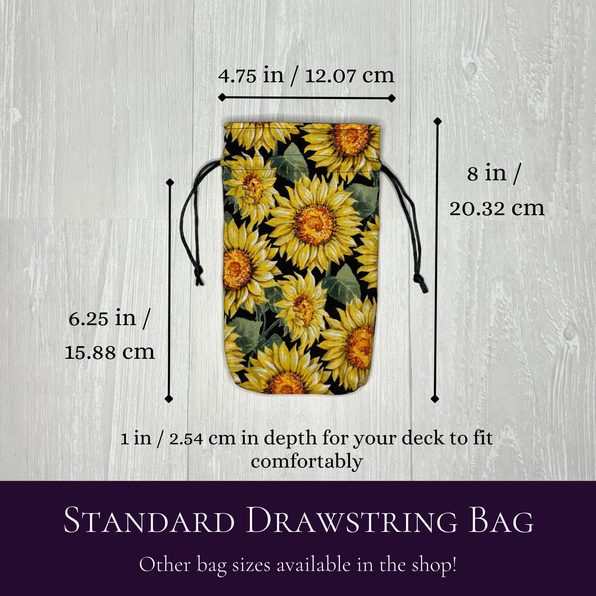 Sunflower Standard Tarot Deck Bag, Tarot Drawstring Pouch, Tarot Deck Storage Holder, Floral Tarot Bag, Tarot Reader Witch Birthday Gift