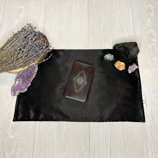 Small Black Satin Altar Cloth, Tarot Reading Cloth, Ritual Cloth, Rune Casting, Tarot Reading Supplies, Divination Tool, Witch Altar Decor