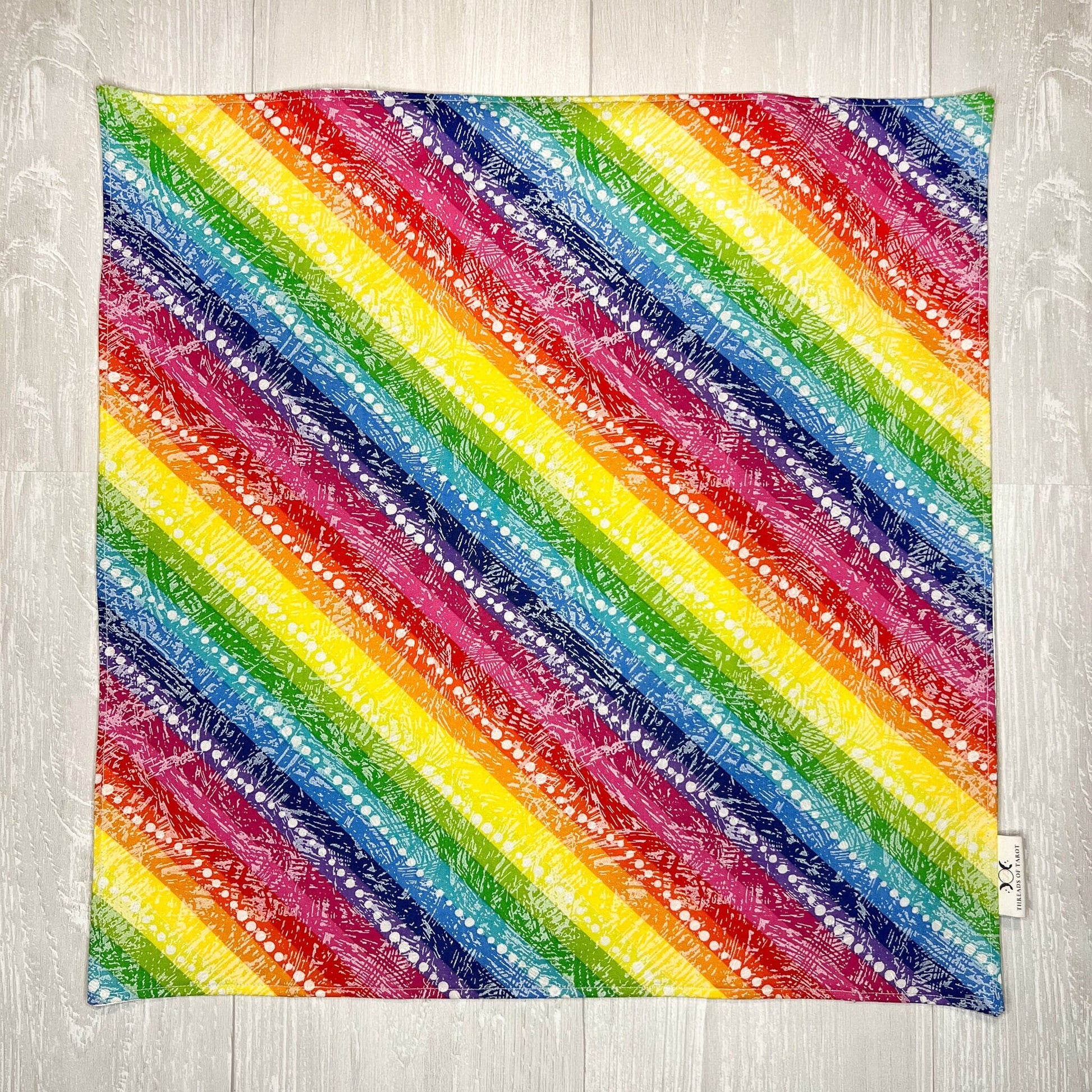 Striped Rainbow Altar Cloth, Tarot Cloth, Tarot Reading Supplies and Accessories, Rune & Charm Casting Cloth, Pagan Witch Tarot Reader Gift