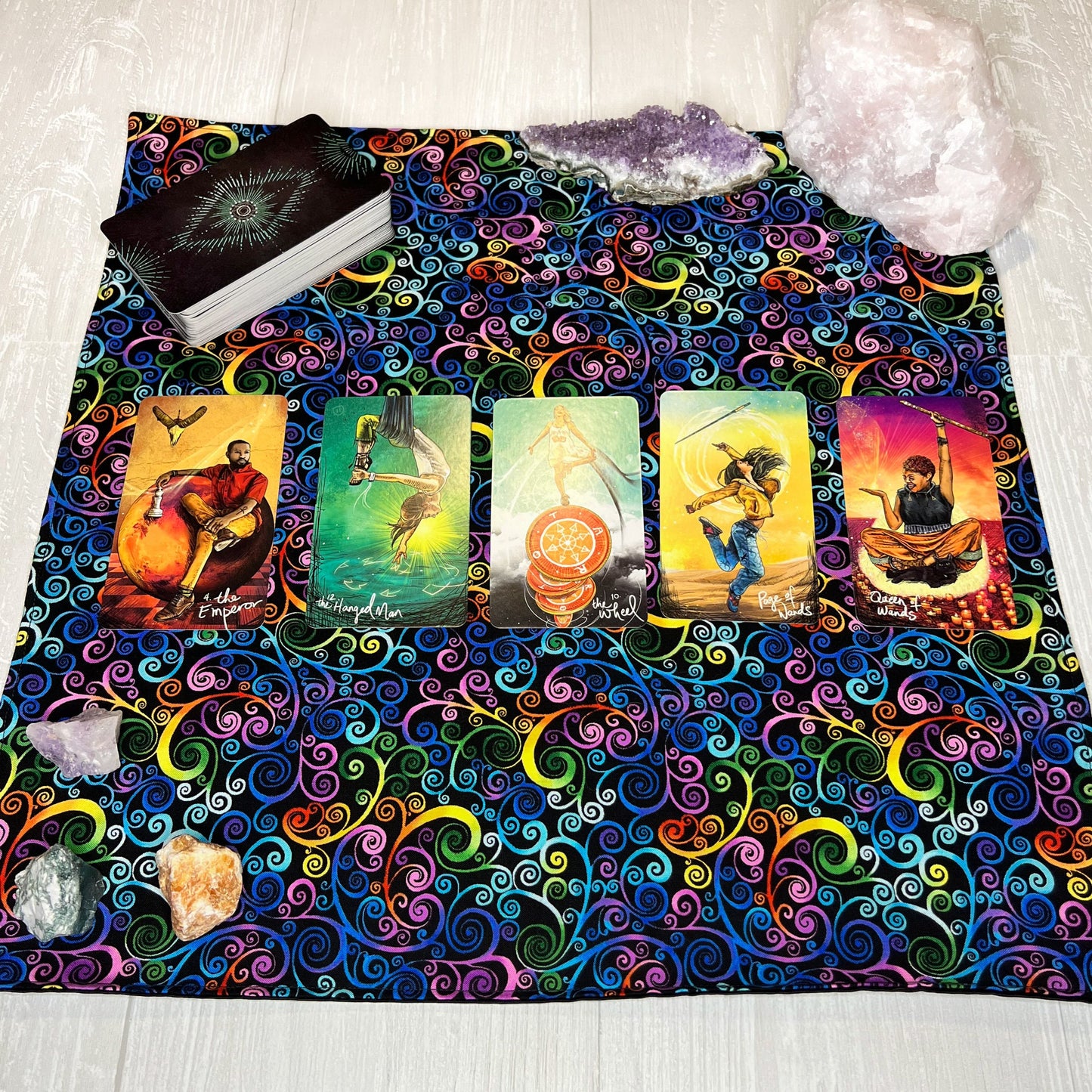 Rainbow Swirl Altar Cloth, Tarot Cloth, Tarot Reading Supplies and Accessories, Rune & Charm Casting Cloth, Pagan Witch Tarot Reader Gift