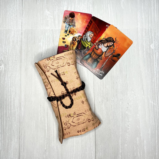 Pink Aztec Tarot Wrap Pouch, Tarot Fold Over Pouch, Tarot Supplies & Accessories, Tarot Card Holder, Divination Tools, Tarot Reader Gift