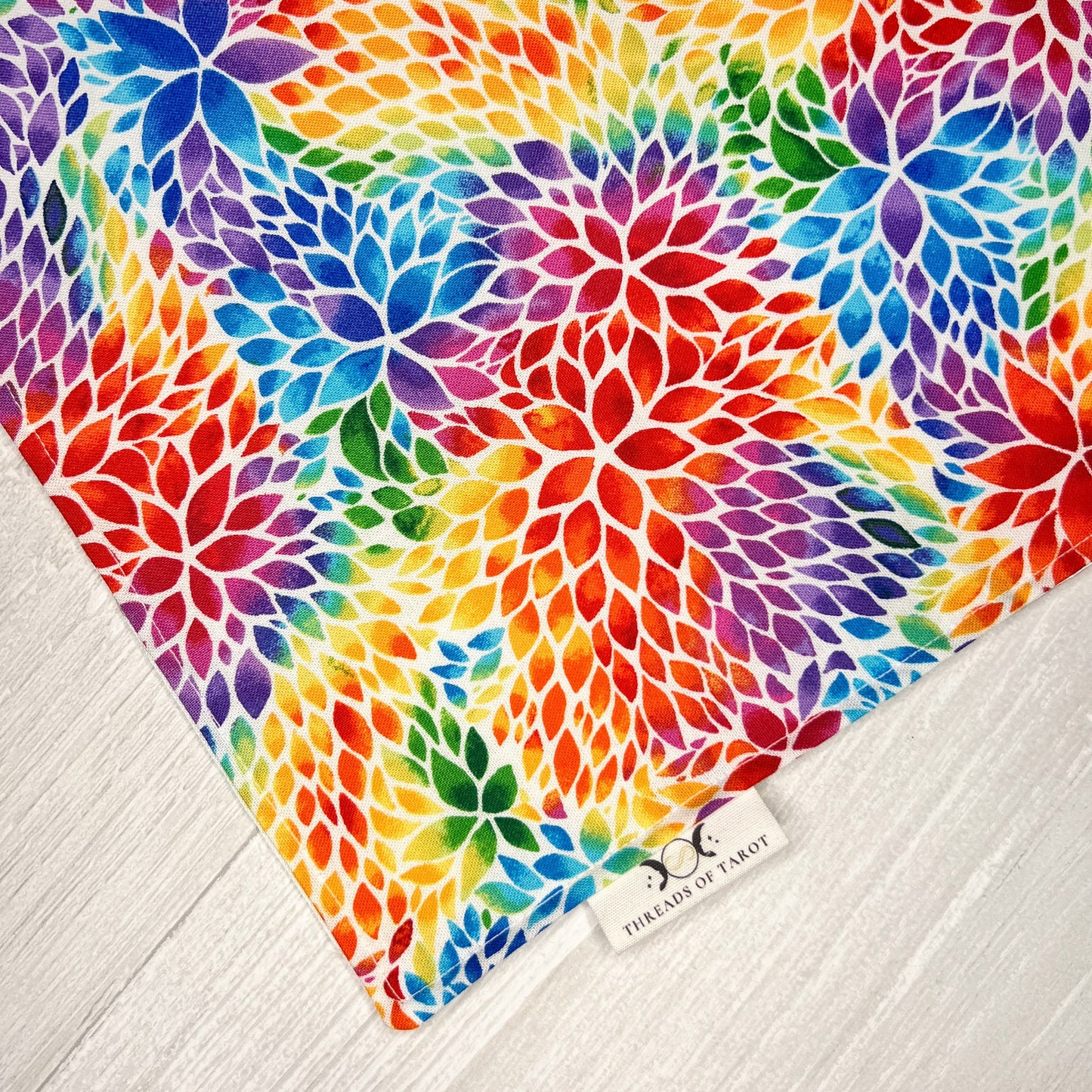 Floral Rainbow Altar Cloth, Tarot Cloth, Tarot Reading Supplies and Accessories, Rune & Charm Casting Cloth, Pagan Witch Tarot Reader Gift