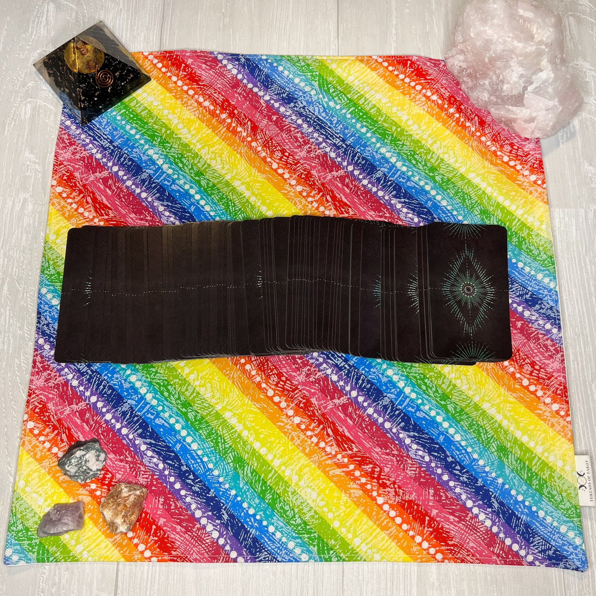 Striped Rainbow Altar Cloth, Tarot Cloth, Tarot Reading Supplies and Accessories, Rune & Charm Casting Cloth, Pagan Witch Tarot Reader Gift