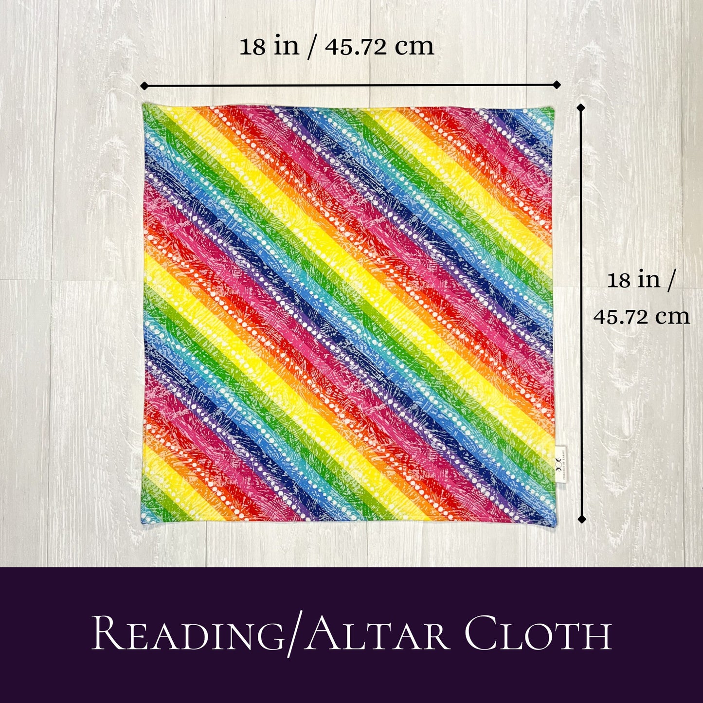 Striped Rainbow Altar Cloth, Tarot Cloth, Tarot Reading Supplies and Accessories, Rune & Charm Casting Cloth, Pagan Witch Tarot Reader Gift