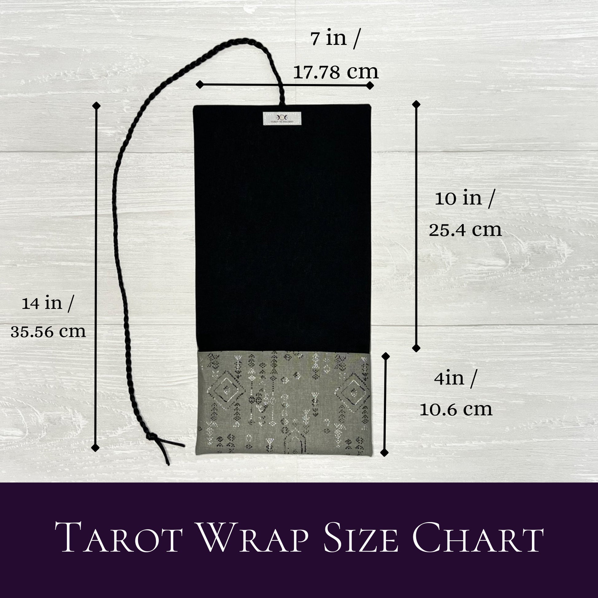 Gray Aztec Tarot Wrap Pouch, Tarot Fold Over Pouch, Tarot Supplies & Accessories, Tarot Card Holder, Divination Tools, Tarot Reader Gift